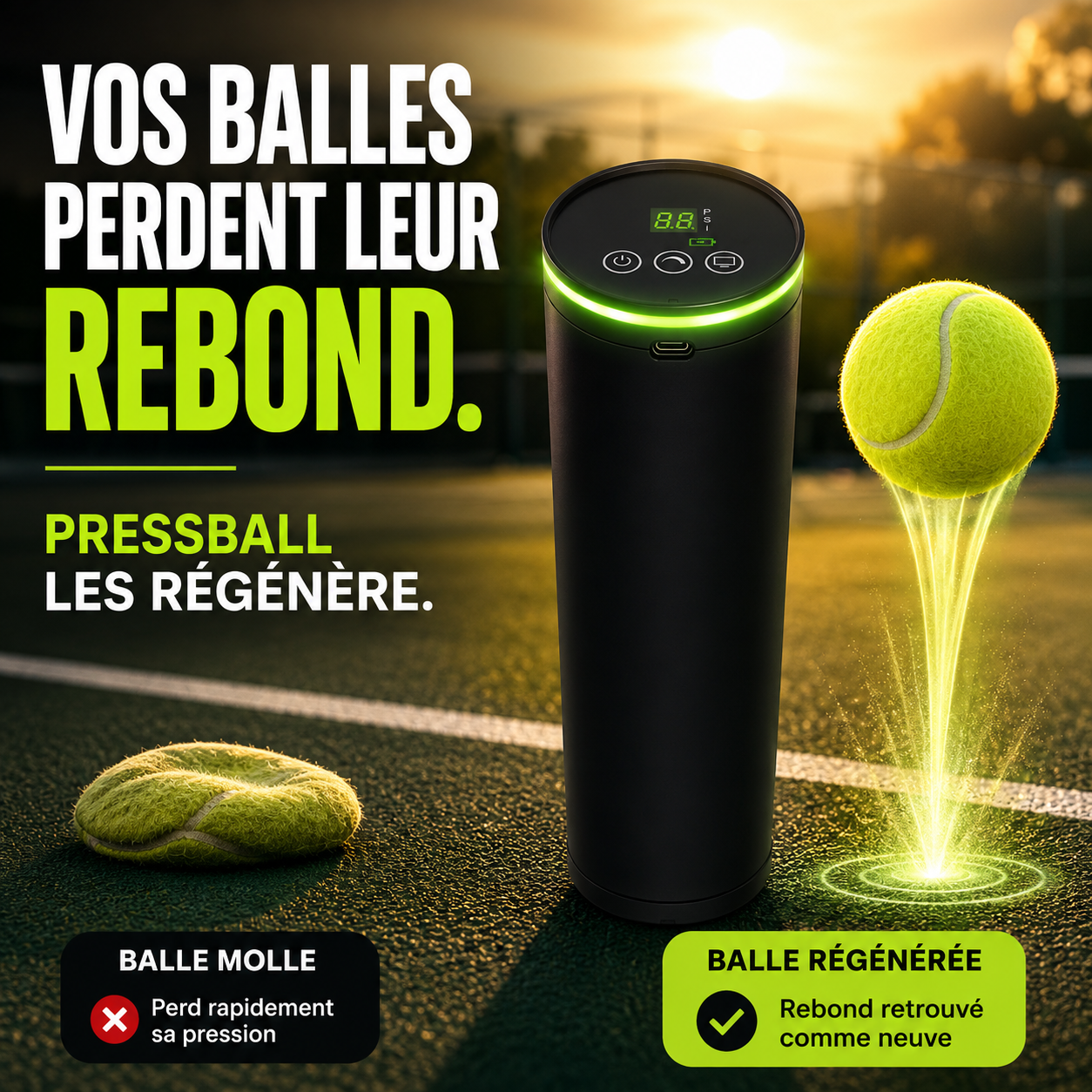 PressBall Pro — recharge USB-C
