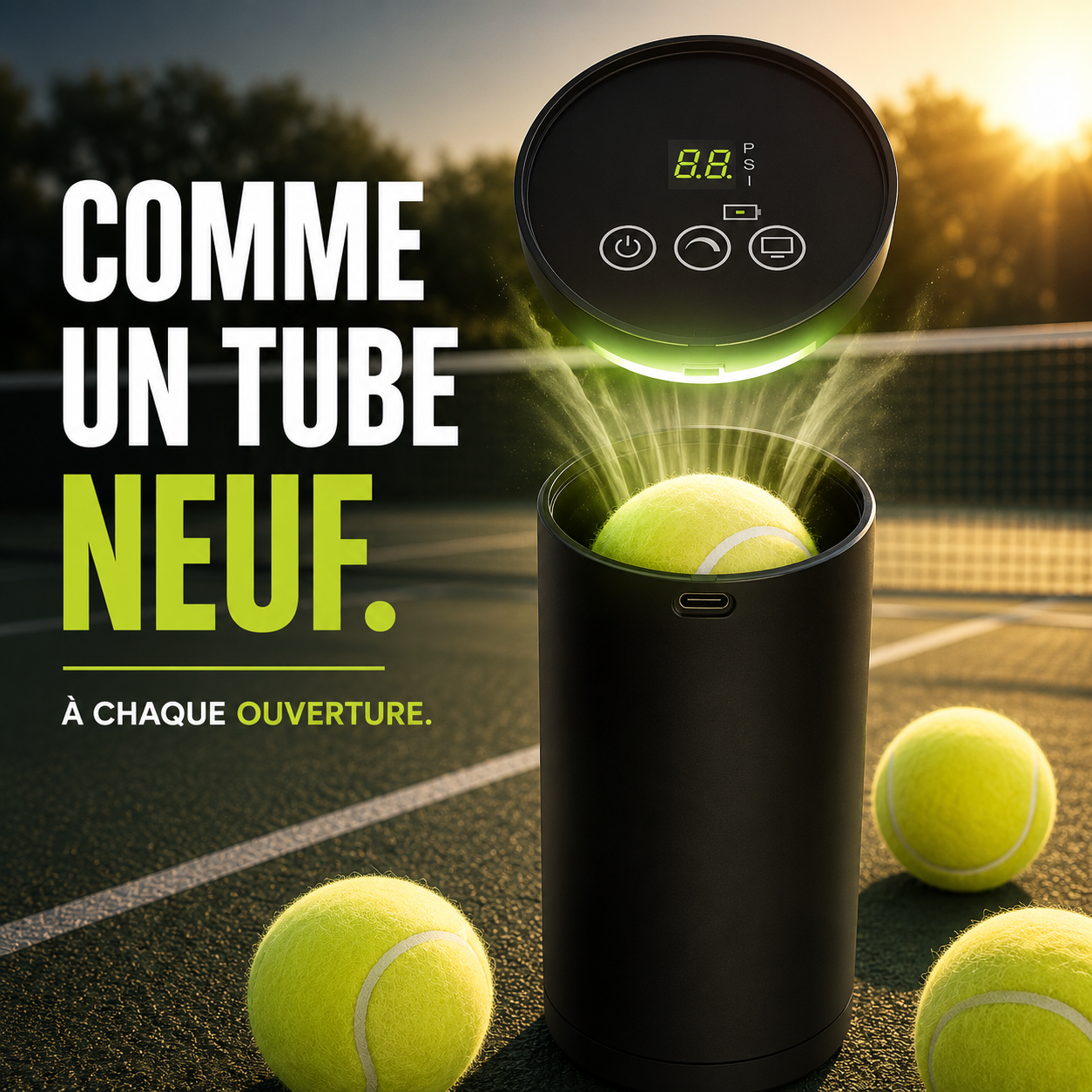 PressBall™ Pro — Pressuriseur électrique automatique pour balles toujours prêtes
